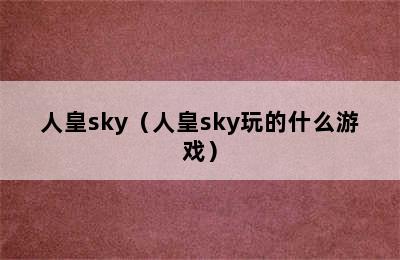 人皇sky（人皇sky玩的什么游戏）