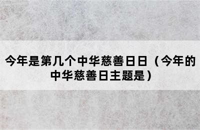 今年是第几个中华慈善日日（今年的中华慈善日主题是）