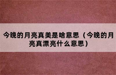 今晚的月亮真美是啥意思（今晚的月亮真漂亮什么意思）