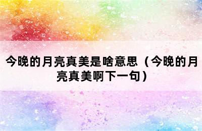 今晚的月亮真美是啥意思（今晚的月亮真美啊下一句）