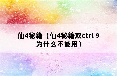 仙4秘籍（仙4秘籍双ctrl+9为什么不能用）