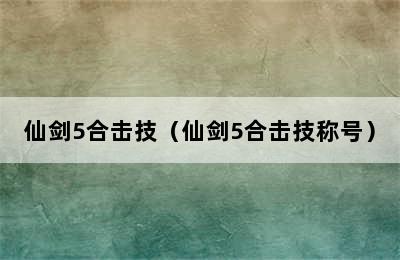 仙剑5合击技（仙剑5合击技称号）