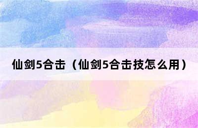 仙剑5合击（仙剑5合击技怎么用）