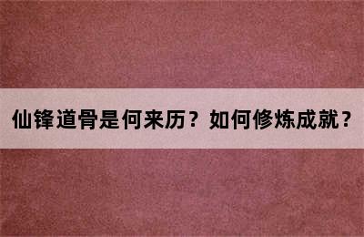 仙锋道骨是何来历？如何修炼成就？