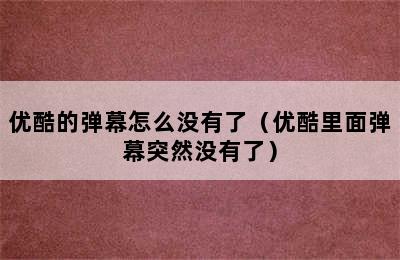 优酷的弹幕怎么没有了（优酷里面弹幕突然没有了）