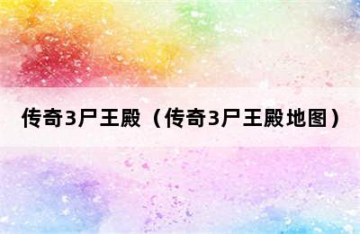 传奇3尸王殿（传奇3尸王殿地图）