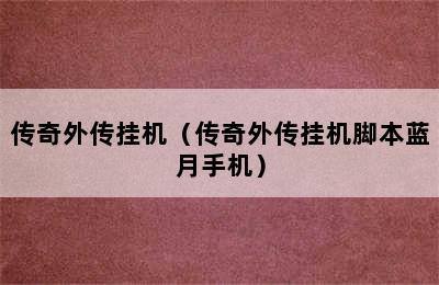 传奇外传挂机（传奇外传挂机脚本蓝月手机）