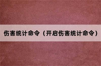 伤害统计命令（开启伤害统计命令）