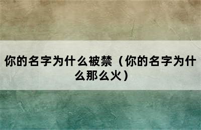 你的名字为什么被禁（你的名字为什么那么火）