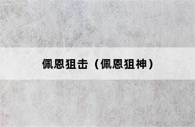 佩恩狙击（佩恩狙神）