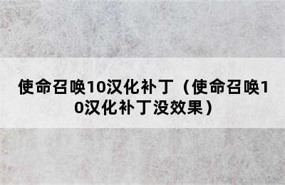 使命召唤10汉化补丁（使命召唤10汉化补丁没效果）