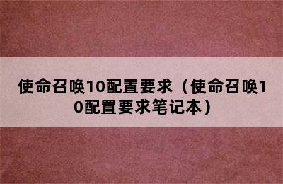 使命召唤10配置要求（使命召唤10配置要求笔记本）