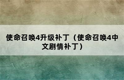 使命召唤4升级补丁（使命召唤4中文剧情补丁）