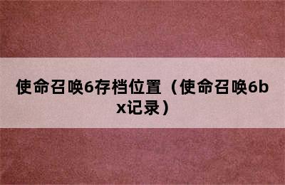 使命召唤6存档位置（使命召唤6bx记录）