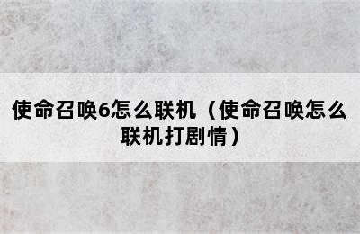 使命召唤6怎么联机（使命召唤怎么联机打剧情）