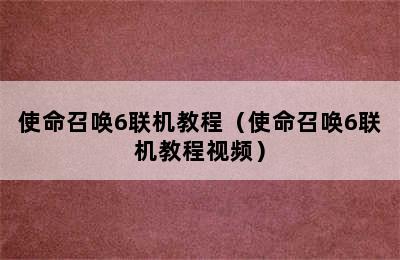 使命召唤6联机教程（使命召唤6联机教程视频）