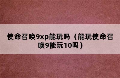 使命召唤9xp能玩吗（能玩使命召唤9能玩10吗）