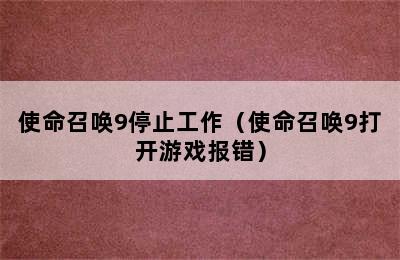 使命召唤9停止工作（使命召唤9打开游戏报错）