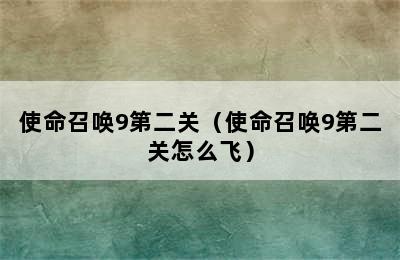 使命召唤9第二关（使命召唤9第二关怎么飞）