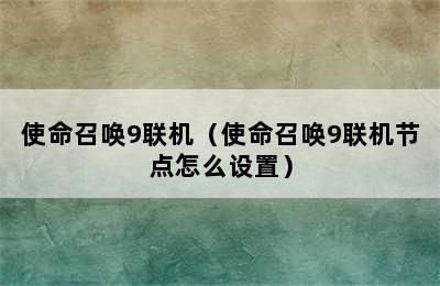 使命召唤9联机（使命召唤9联机节点怎么设置）