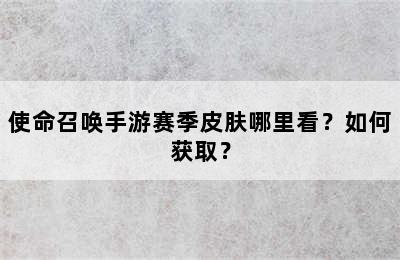 使命召唤手游赛季皮肤哪里看？如何获取？