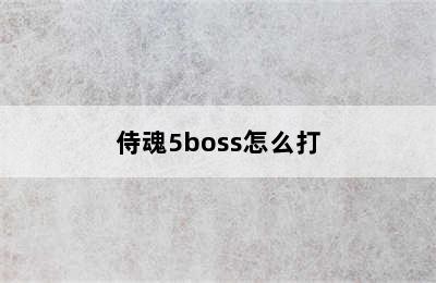 侍魂5boss怎么打