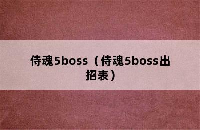 侍魂5boss（侍魂5boss出招表）