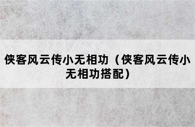 侠客风云传小无相功（侠客风云传小无相功搭配）