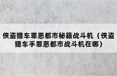 侠盗猎车罪恶都市秘籍战斗机（侠盗猎车手罪恶都市战斗机在哪）