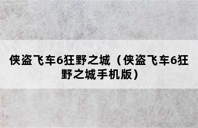 侠盗飞车6狂野之城（侠盗飞车6狂野之城手机版）