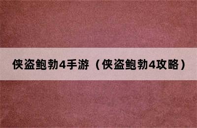 侠盗鲍勃4手游（侠盗鲍勃4攻略）