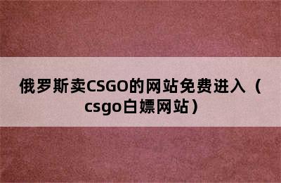 俄罗斯卖CSGO的网站免费进入（csgo白嫖网站）