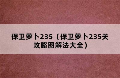 保卫萝卜235（保卫萝卜235关攻略图解法大全）