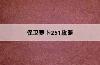 保卫萝卜251攻略