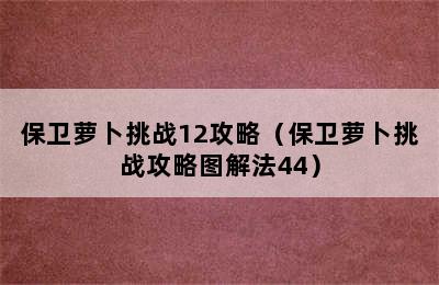 保卫萝卜挑战12攻略（保卫萝卜挑战攻略图解法44）