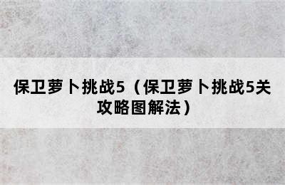 保卫萝卜挑战5（保卫萝卜挑战5关攻略图解法）