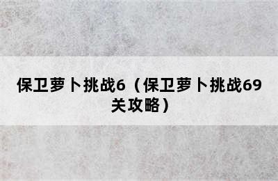 保卫萝卜挑战6（保卫萝卜挑战69关攻略）