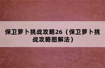 保卫萝卜挑战攻略26（保卫萝卜挑战攻略图解法）