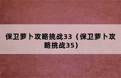 保卫萝卜攻略挑战33（保卫萝卜攻略挑战35）