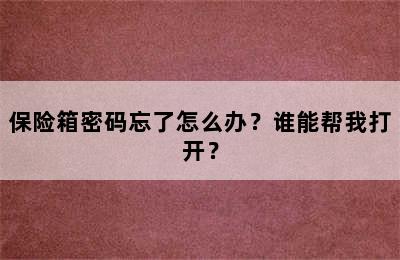 保险箱密码忘了怎么办？谁能帮我打开？