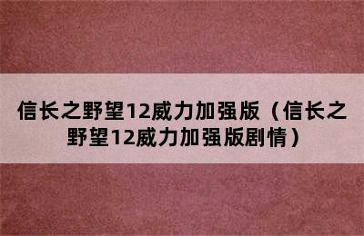 信长之野望12威力加强版（信长之野望12威力加强版剧情）