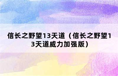 信长之野望13天道（信长之野望13天道威力加强版）