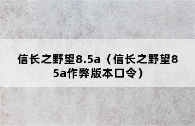 信长之野望8.5a（信长之野望85a作弊版本口令）