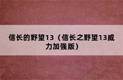 信长的野望13（信长之野望13威力加强版）