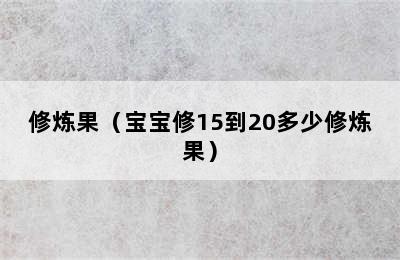 修炼果（宝宝修15到20多少修炼果）