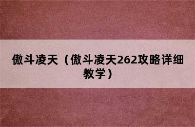 傲斗凌天（傲斗凌天262攻略详细教学）