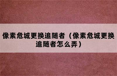 像素危城更换追随者（像素危城更换追随者怎么弄）