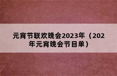 元宵节联欢晚会2023年（202年元宵晚会节目单）