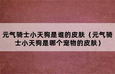 元气骑士小天狗是谁的皮肤（元气骑士小天狗是哪个宠物的皮肤）