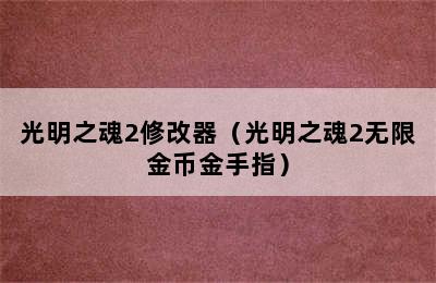 光明之魂2修改器（光明之魂2无限金币金手指）